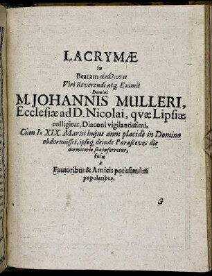 Lacrymæ [...]