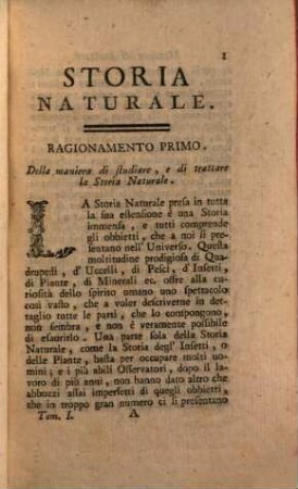 Storia Naturale, Generale E Particolare, 1