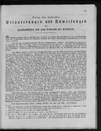 Einige der nötigsten Erläuterungen zur Verständlichkeit und zum Gebrauch des Kalenders.