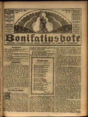 Erste Ausgabe vom Sonntag, den 15. Mai 1921.