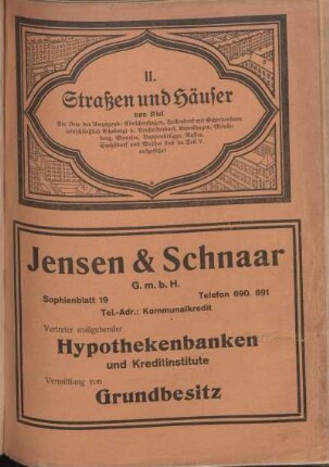 II. Straßen und Häuser