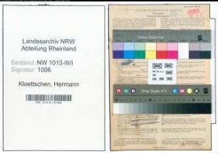 Entnazifizierung Hermann Kloettschen , geb. 26.12.1894 (Lagerist)