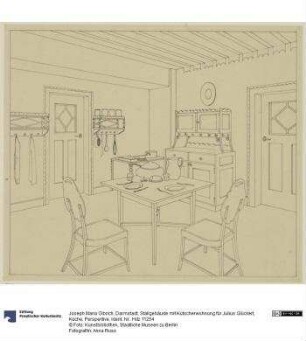 Darmstadt, Stallgebäude mit Kutscherwohnung für Julius Glückert, Küche, Perspektive