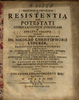 De resistentia quae fit potestati