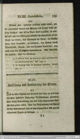 XLIV. Auflösung und Ausleerung der Steine