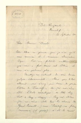 Brief von Georg Morris Cohen Brandes an Victor Basch