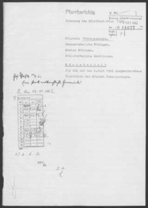 Unterjesingen: Pfarrbericht 1962