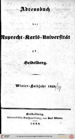 Wintersemester 1838/1839