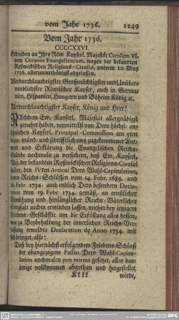 Vom Jahr 1736