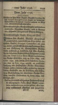 Vom Jahr 1736