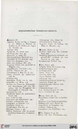 Alphabetisches Inhaltsverzeichnis