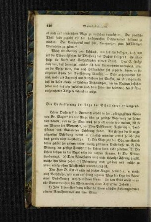 ¬Die¬ Verbesserung der Lage der Schullehrer anlangend