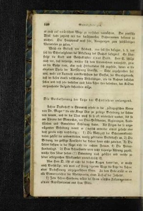 ¬Die¬ Verbesserung der Lage der Schullehrer anlangend