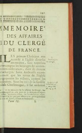 Memoire des affaires du clergé de France.