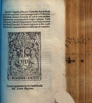 Syluarum F. Baptiste Mantuani Carmelite sex opuscula : Carmen panegyricum in Robertum Sanseuerinate etc.