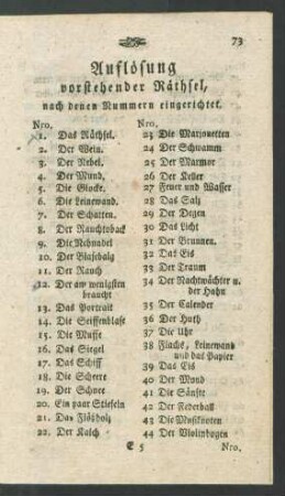 Aufloesung vorstehender Raethsel, [...].