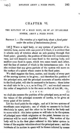 Chapter VI The rotation of a rigid body, or of an ivariable system, about a fixed point.