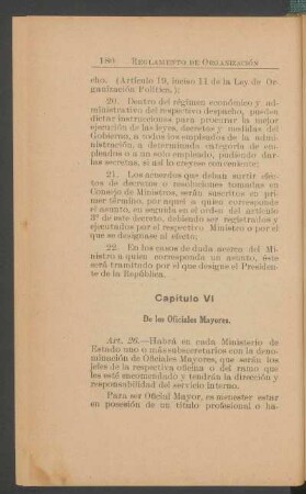 Capítulo VI - De los Oficiales Mayores.