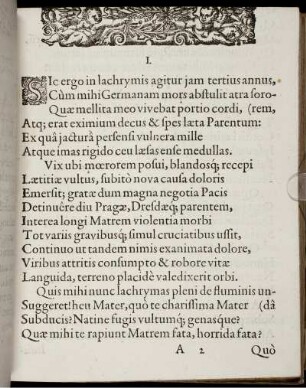 Gedichte I, II (Ad Venerandum Parentem Suum), III und IV