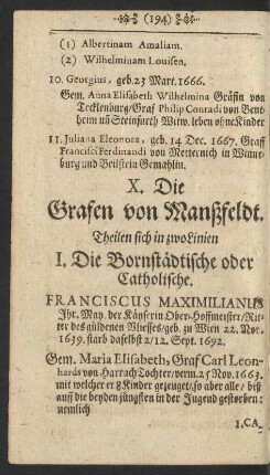 X. Die Grafen von Manßfeldt.