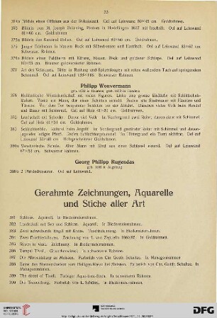 Gerahmte Zeichnungen, Aquarelle und Stiche aller Art (Nr. 381-443)
