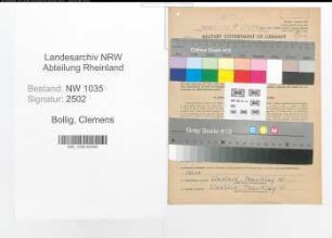 Entnazifizierung Clemens Bollig , geb. 29.01.1888 (Buerogehilfe)