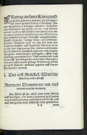 I. Der erst Artickel/ Was die Sünd sey und ir straff.