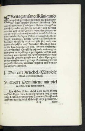 I. Der erst Artickel/ Was die Sünd sey und ir straff.
