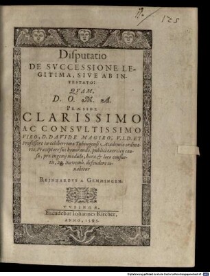 Disp. de successione legitima, s. ab intestato