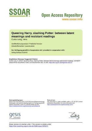 Queering Harry, slashing Potter: between latent meanings and resistant readings