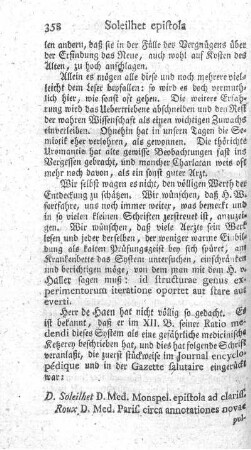 Epistola ad clarissimum Roux (...) circa annotationes novae pulsuum doctrinae utiles.