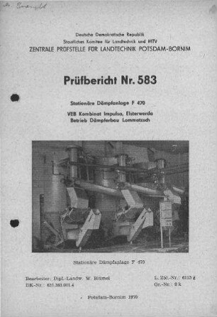 Stationäre Dämpfanlage F 470