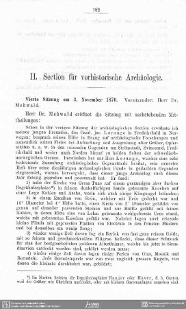 II. Section für vorhistorische Archäologie