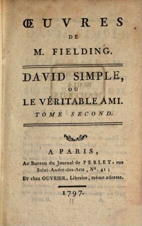 David Simple, Ou Le Véritable Ami, 2