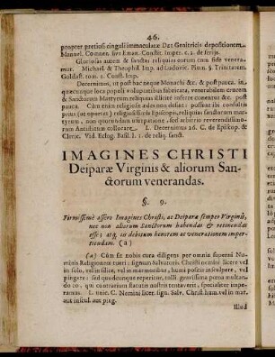 § 9. Imagines Christi Deiparae Virginis & aliorum Sanctorum venerandas
