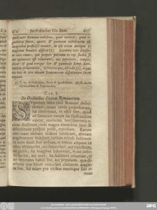 Cap. I. De Ordinibus Civium Romanorum.