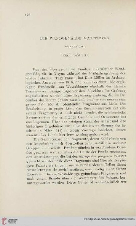 36: Die Wandgemälde von Tiryns : Vorbericht