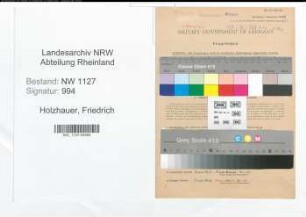Entnazifizierung Friedrich Holzhauer , geb. 05.08.1890 (Telegrafensekretaer)