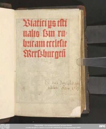 Viatici ps esti||ualis s[ecundu]m ru=||bricam ecclesie || Merszburgeñ ||