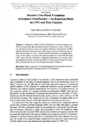 Decision Tree-Based Evaluation of Genitive Classification – An Empirical Study on CMC and Text Corpora. Language Processing and Knowledge in the Web