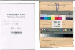 Entnazifizierung Helga Van Lier , geb. 08.06.1896 (Lehrerin)