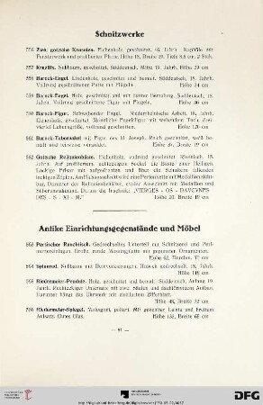 Schnitzwerke (Nr. 556-562)