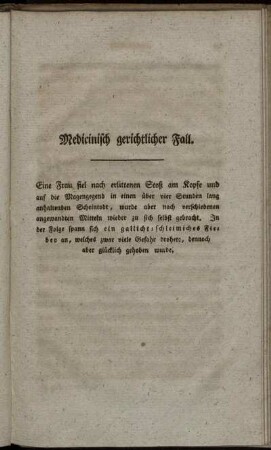 Medicinisch gerichtlicher Fall.