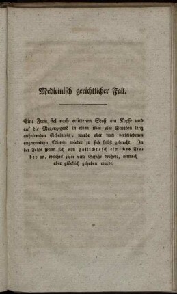 Medicinisch gerichtlicher Fall.
