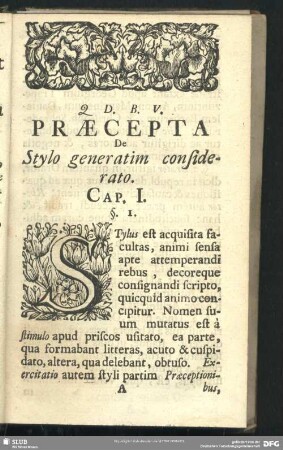 Praecepta De Stylo generatim considerato. Cap. I.