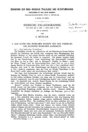I. Das Alter Der Indischen Schrift Und Der Ursprung Des Ältesten Indischen Alphabets.