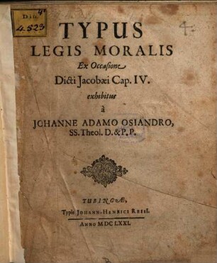 Typus legis moralis, ex occasione dicti Jacobaei C. IV