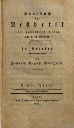 Handbuch der Aesthetik für gebildete Leser aus allen Ständen. 1