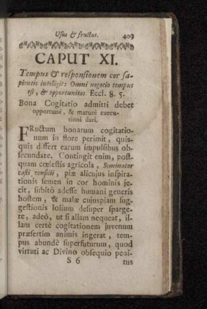 Caput XI. Bona Cogitatio admitti debet opportunè, & maturè executioni dari.
