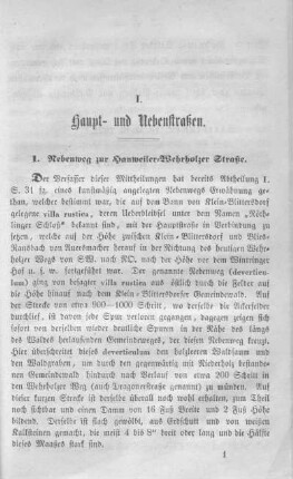 I. Haupt- und Nebenstraßen
